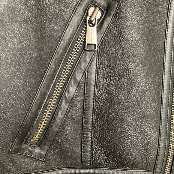 Andrew Marc Black Real Shearling Fur/Leather Jacket - Picture 5 of 9